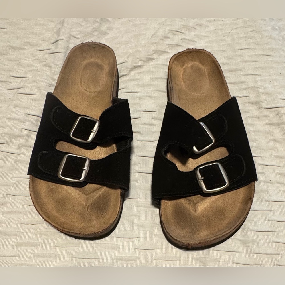 Soda Black and Silver Buckle Sandals